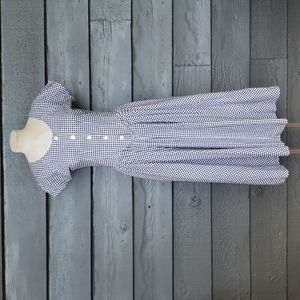 Vintage gingham basque waist summer sun midi dress size small